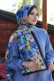 Hydrangea Flower Pattern Saks Soft Cotton Shawl - 2