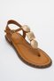 Helen Tan Genuine Leather Flip Flops Gold Buckle Women's Sandals - 3