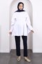 White Drawstring Waist Flounce Tunic - 2