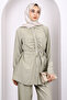 Khaki Front Draped Tunic Trouser Suit - 3