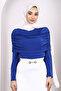 Cobalt Blue Sleeve Collar Detailed Sandy Blouse - 2