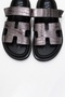 Loana Platinum Print Genuine Leather Women's Slippers - 2