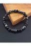 Onyx, Lava Stone and Labradorite Men's Natural Stone Bracelet - 8 Mm, Elastic - 3