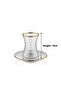 Estikana Golden Rim 6x Tea Cups (100ml) & 6x Saucers (11.8cm) Set – 12PC | Premium Pasabahce Glass - 4