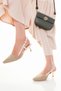 Women's Beige Metallic Pastel Elegant Vitange Textured Straw Knitted Fabric Gold Heeled Stylish Shoes - 3