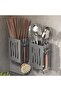 2 Multifunctional Cutlery Spoon Holder Storage Stand with Draining Tray Wall-Mounted for Kitchen - 2