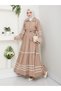 Women's Strawberry Fabric Ribbon Detail Belted Mink Dress