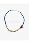 Summer Women's Necklace with Row of Blue Boncules and Pearls