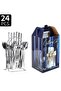 24-Piece Stainless Steel Cutlery Set with Stand Silver Finish