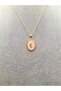 Gold Color Powder Pink Enamel Crescent Moon Model Necklace