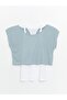 Crew Neck Plain Short Sleeve Women's T-Shirt and Singlet Set (S4) - 6