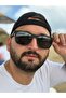 Stylish Unisex Sunglasses with Black Matte Square Frame and Black Glass - 2