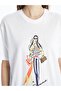 Crew Neck Printed Short Sleeve Oversize Women's T-Shirt (S4) - 4