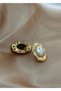 Sihra Accessories Steel Big Pearl Detail Vintage Earrings Nail Model Gold Color Earrings - 2