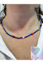 Dd398 Handmade Beaded Necklace with Blue Color Flower Figure - 2