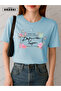 The Impossible Happens Printed Cotton Fabric Girl Light Blue T-Shirt - 2