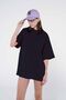 Agar Women's Black 100% Cotton Crew Neck Oversize T-Shirt - 4