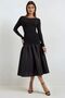 Boat Neck Fitted Midi Dress - 2