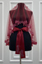 Burgundy Bridal Veil Set, Glass Beads and Pearls, Henna Night Veil Face Cover Set 6 Piece - 8