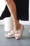 Women's Double Buckle Wedge Sole Slippers Dolia Beige - 3