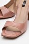 Salmon Patent Leather Thick Heeled Ankle Buckle Women's Sandals - 3