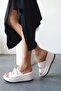 Women's Double Buckle Wedge Sole Slippers Dolia White Skin - 3