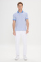 Men's Blue Slim Fit Slim Fit Cotton Jacquard Polo Neck T-Shirt - 2