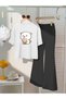 Children's Cat Printed T-Shirt Spanish Leg Tracksuit Set