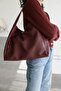 Women's Burgundy Large Size Soft Leather Hand and Shoulder Bag - 2