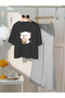 Children's Cat Printed T-Shirt Spanish Leg Tracksuit Set