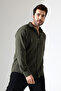 Men's Shirt Oversize Fit Gabardine Fabric Snap Tie Shirt - 3