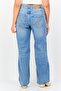 Women Wide Fit Medium Waist Washed Stretchable Denim Jeans, Blue - 4