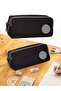 Double Eyed School Pen Holder Pencil Bag-311 Black Gray