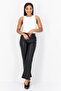 Women Regular Fit Leather Pants, Black - 2