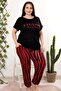 Plus Size Luxury Pajama Set with Elastic Waist Comfort Model Cotton Women's Pajama Set