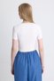 Ecru Square Neck V-Cut Detailed Crop Blouse 10432 - 5