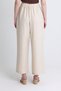 Beige High Waist Front Pleat Detail Cotton Wide Leg Pants 8014A - 5