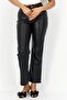 Women Regular Fit Leather Pants, Black