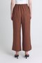 Coffee High Waist Front Pleat Detail Cotton Wide Leg Pants 8014A - 5