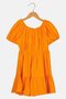 Kids Girl Plain Midi Dress, Orange - 2