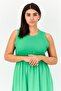 Women Textured Midi Dress, Green - 3