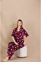 Short Sleeve Heart Pattern Satin Women's Pajama Set with Shirt Collar