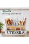 Vintage Rustic Wooden Utensil Holder with 4 Compartments Paulownia Wood Countertop Caddy - 5