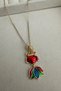 Steel Gold Color Enamel Colored Fish Necklace (40cm) - 3