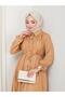 Women's Gathered Detailed Belted Buttoned Mustard Dress - 3