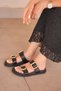 Bella Black Buckle Detailed Women's Casual Slippers - 2