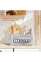 Rustic Wooden Utensil Holder with 3 Compartments Countertop Organizer for Spatulas Spoons Whisks - 4