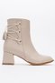Lace Detailed Zippered Women's Heeled Boots Beige Skin - 2