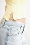 Women's Gathered Asymmetrical Strapless Butter Yellow Blouse - 5