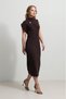 Bitter Brown One-Shoulder Detailed Full-Fit Long Dress - 5